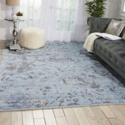 Lucent Sky Luxurious Traditional Easy To Clean Handmade Floral Dining Room Bedroom And Living Room Rug -236Cm X 297Cm - thumbnail 1