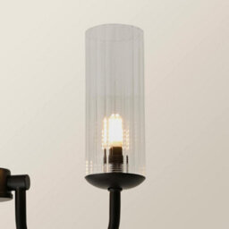 Valuelights Canya 3 Way Matte Black Ceiling Light Chandelier With Clear Ribbed Shades And Bulbs - thumbnail 3