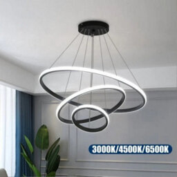 Modern Led Ceiling Light Rings Dinning Chandeliers Black Pedant Lamp Living Room - thumbnail 3