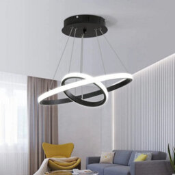 Modern Led Ceiling Light Rings Dinning Chandeliers Black Pedant Lamp Living Room - thumbnail 1