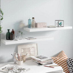 Berkfield Floating Wall Shelves 2 Pcs High Gloss White 80X23.5X3.8 Cm Mdf
