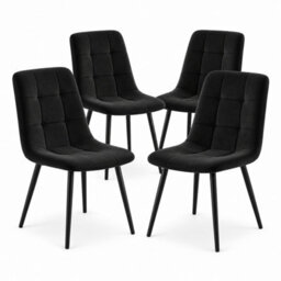 Oira Homes Black Nova Velvet Dining Chairs Set Of 4 Modern Tufted Kitchen Dining Chairs Dining Room Furniture - thumbnail 1
