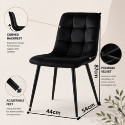 Oira Homes Black Nova Velvet Dining Chairs Set Of 4 Modern Tufted Kitchen Dining Chairs Dining Room Furniture - thumbnail 4