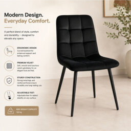 Oira Homes Black Nova Velvet Dining Chairs Set Of 4 Modern Tufted Kitchen Dining Chairs Dining Room Furniture - thumbnail 6