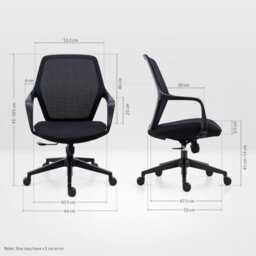 Furnizone UK Fiona Office Chair Ergonomic Swivel Computer Chair Height Adjustable Fixed Armrest, Beige - thumbnail 3