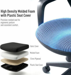 Furnizone UK Fiona Office Chair Ergonomic Swivel Computer Chair Height Adjustable Fixed Armrest, Beige - thumbnail 7