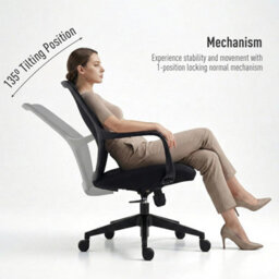 Furnizone UK Fiona Office Chair Ergonomic Swivel Computer Chair Height Adjustable Fixed Armrest, Beige - thumbnail 6