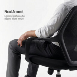 Furnizone UK Fiona Office Chair Ergonomic Swivel Computer Chair Height Adjustable Fixed Armrest, Beige - thumbnail 5