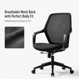 Furnizone UK Fiona Office Chair Ergonomic Swivel Computer Chair Height Adjustable Fixed Armrest, Beige - thumbnail 4