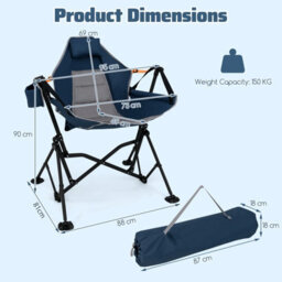 Gainoom Oversized Hammock Camping Chair Foldable Swing Chair Rocking Chair For Adults W/ Cup Holder - thumbnail 2