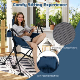 Gainoom Oversized Hammock Camping Chair Foldable Swing Chair Rocking Chair For Adults W/ Cup Holder - thumbnail 8