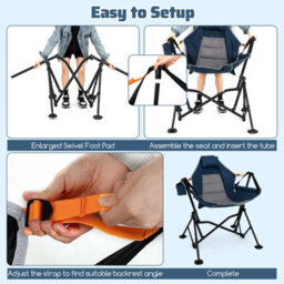 Gainoom Oversized Hammock Camping Chair Foldable Swing Chair Rocking Chair For Adults W/ Cup Holder - thumbnail 9