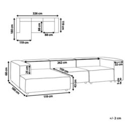 Beliani Modular Corner Sofa 3 Seater Aprica Faux Linen Beige Right Hand - thumbnail 3