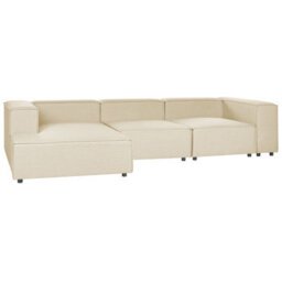 Beliani Modular Corner Sofa 3 Seater Aprica Faux Linen Beige Right Hand - thumbnail 4