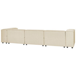 Beliani Modular Corner Sofa 3 Seater Aprica Faux Linen Beige Right Hand - thumbnail 5