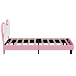 3Ft Kids Bed 90X190 With Built-In Light, Bed Frame With Soft Padded Headboard, Sturdy Slatted Base, Single Bed For Teenagers - thumbnail 8