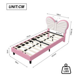 3Ft Kids Bed 90X190 With Built-In Light, Bed Frame With Soft Padded Headboard, Sturdy Slatted Base, Single Bed For Teenagers - thumbnail 9