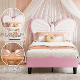 3Ft Kids Bed 90X190 With Built-In Light, Bed Frame With Soft Padded Headboard, Sturdy Slatted Base, Single Bed For Teenagers - thumbnail 6
