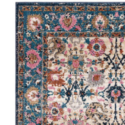 Traditional Pink Persian Bordered Floral Easy To Clean Rug For Dining Room-195Cm X 290Cm - thumbnail 4