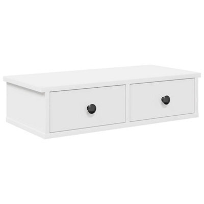 Berkfield Durable Wall Shelf With Drawers White 60X25X15 Cm Engineered Wood
