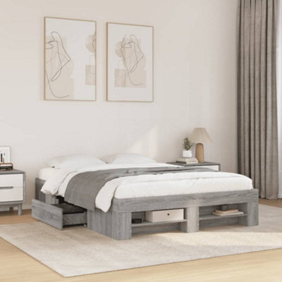 Berkfield Bed Frame Without Mattress Grey Sonoma 140X190 Cm Engineered Wood - image 1