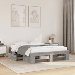 Berkfield Bed Frame Without Mattress Grey Sonoma 140X190 Cm Engineered Wood - thumbnail 1