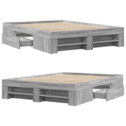 Berkfield Bed Frame Without Mattress Grey Sonoma 140X190 Cm Engineered Wood - thumbnail 8