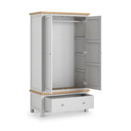 Farro Xl Grey Double Wardrobe With Drawer - By Roseland Furniture - thumbnail 4