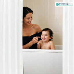 Neel Blue Shower Curtain With Hooks, Water-Resistant Vinyl Fabric, 180Cm X 180Cm Ivory - thumbnail 6