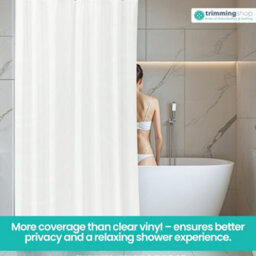 Neel Blue Shower Curtain With Hooks, Water-Resistant Vinyl Fabric, 180Cm X 180Cm Ivory - thumbnail 7