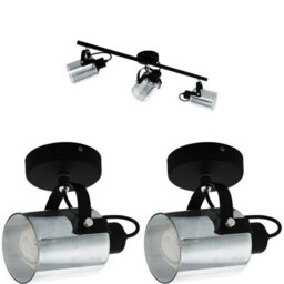 Modern Black Ceiling Spot Light With 2 Matching Wall Sconces And Vaporized Glass