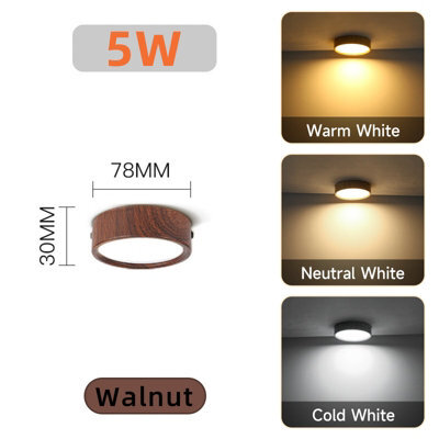 Amorly 2 Pack Walnut 5W Color Ceiling Light Led Spot Downlight Surface Mounted Downlights Thin Foldable Spotlight For Living Room - image 1