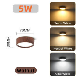 Amorly 2 Pack Walnut 5W Color Ceiling Light Led Spot Downlight Surface Mounted Downlights Thin Foldable Spotlight For Living Room - thumbnail 1