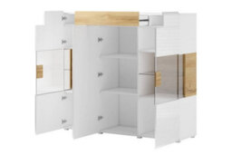 Arte Elegant Toledo 46 Display Cabinet 147Cm - White Gloss & San Remo Oak: Sophisticated Storage For Modern Living - thumbnail 2