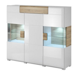 Arte Elegant Toledo 46 Display Cabinet 147Cm - White Gloss & San Remo Oak: Sophisticated Storage For Modern Living