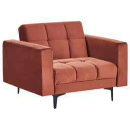 Beliani Armchair Alnes Velvet Light Red