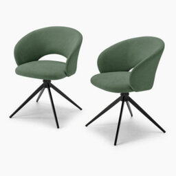 Furniturebox Uk 2X Anika Green Fabric Swivel Dining Chairs - thumbnail 6