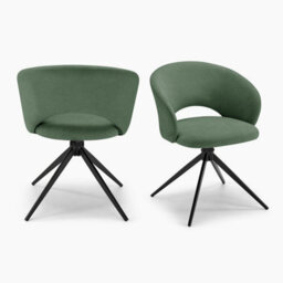 Furniturebox Uk 2X Anika Green Fabric Swivel Dining Chairs - thumbnail 7