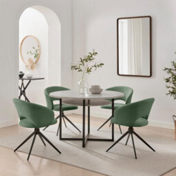 Furniturebox Uk 2X Anika Green Fabric Swivel Dining Chairs - thumbnail 5