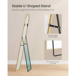 Arched Full Body Standing Mirror, Tempered Glass Floor Mirror For Bedroom, Living Room And Cloakroom, Pale Gold - thumbnail 4