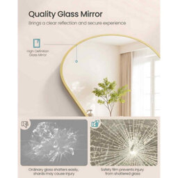 Arched Full Body Standing Mirror, Tempered Glass Floor Mirror For Bedroom, Living Room And Cloakroom, Pale Gold - thumbnail 3