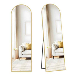 Arched Full Body Standing Mirror, Tempered Glass Floor Mirror For Bedroom, Living Room And Cloakroom, Pale Gold - thumbnail 6