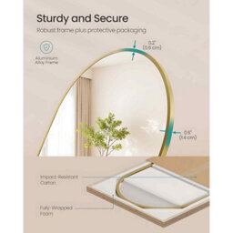 Arched Full Body Standing Mirror, Tempered Glass Floor Mirror For Bedroom, Living Room And Cloakroom, Pale Gold - thumbnail 5