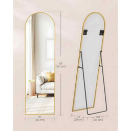 Arched Full Body Standing Mirror, Tempered Glass Floor Mirror For Bedroom, Living Room And Cloakroom, Pale Gold - thumbnail 2