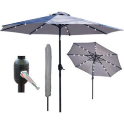 PureLifestyleWonders Solar Led Garden Parasol - Heather Grey - thumbnail 1