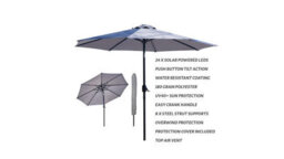 PureLifestyleWonders Solar Led Garden Parasol - Heather Grey - thumbnail 3