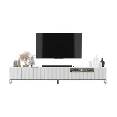 Heze Furniture Elpis Glamour Tv Cabinet Media Unit Extra Long 300 Cm - White Matt / Black Frame - image 1