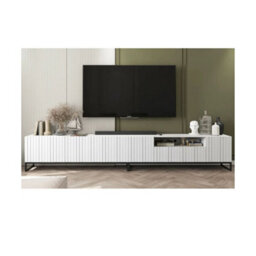 Heze Furniture Elpis Glamour Tv Cabinet Media Unit Extra Long 300 Cm - White Matt / Black Frame - thumbnail 4