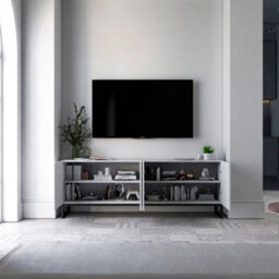 Heze Furniture Elpis Glamour Tv Cabinet Media Unit Extra Long 300 Cm - White Matt / Black Frame - thumbnail 2