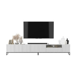 Heze Furniture Elpis Glamour Tv Cabinet Media Unit Extra Long 300 Cm - White Matt / Black Frame - thumbnail 1